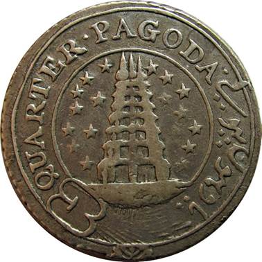 Madras 155 1808  Quarter Pagoda S VI Obv