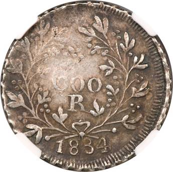 Portugal, Portugal: Portuguese India - Goa. Maria II Pattern 600 Reis - Rupia1834,... Image #2