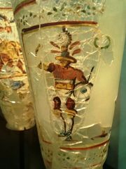 A Greco-Roman gladiator on a glass vessel, Begram, 2nd century.