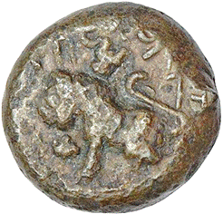 A coin with a face on it

Description automatically generated with low confidence