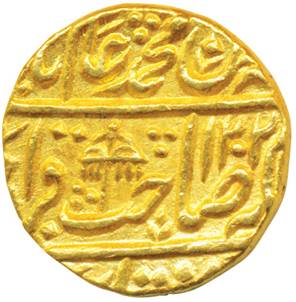 321 Shah Alam II Shahjahanabad Mohur  AH 1202 RY 30 Obv