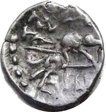 A close up of a coin

Description automatically generated